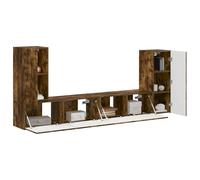 vidaXL 4 piezas de roble ahumado, un moderno centro de entretenimiento, juego de muebles tecnológico, espacio de almacenamiento versátil y diseño práctico para tu sala de estar