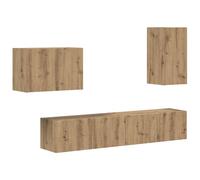 vidaXL 4 piezas de roble Artisan, conjunto de muebles versátil, sala de estar moderna, diseño funcional para un hogar contemporáneo, almacenamiento elegante, asientos cómodos