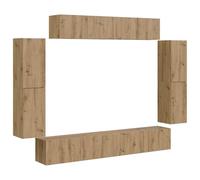 vidaXL 4 piezas de roble Artisan, moderno conjunto de muebles de sala de estar, diseño ergonómico, centro compacto, unidad ajustable, soporte versátil, iluminación ambiental, duradero