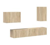 vidaXL 4 piezas de roble Sonoma, conjunto de muebles versátil, sala de estar moderna, diseño funcional para un hogar contemporáneo, almacenamiento elegante, asientos cómodos