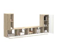 vidaXL 4 piezas de roble Sonoma, un moderno centro de entretenimiento, juego de muebles tecnológico, espacio de almacenamiento versátil y diseño práctico para tu salón
