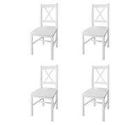 vidaXL 4 sillas Blancas de Comedor Hechas de Madera de Pino