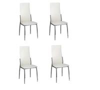 vidaXL 4 sillas de Comedor Cromo de Cuero Blanco