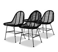 vidaXL 4 sillas de comedor de ratán natural, color negro
