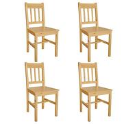 vidaXL 4 sillas de Comedor Hechas de Madera de Pino, Color Madera Natural