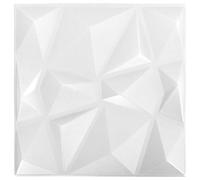 vidaXL 48x Paneles de Pared 3D Papel Tapiz de Bricolaje Autoadhesivo Azulejos Baldosas Revestimiento Decoración 50x50 cm Blanco Diamante 12 m²