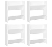 vidaXL 4X Armarios Zapateros de Pared Colgante Organizador de Zapatos Armario Pasillo Almacenaje Estantería Muebles Blanco Contrachapada 60x18x60cm