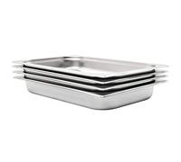 vidaXL 4X Bandejas Gastronorm de Alimentos GN 1/1 Utensilios Calientaplatos Plato Platillo Cocina Comida Buffet Baño María 65 mm Acero Inoxidable