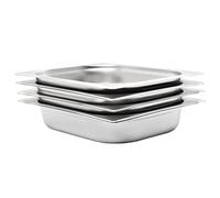 vidaXL 4x Bandejas Gastronorm de Alimentos GN 1/2 Utensilios Cocina Calientaplatos Plato Platillo Comida Buffet Baño María 65 mm Acero Inoxidable
