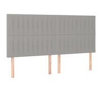 vidaXL 4X Cabeceros Cama Tapizado Cabezal Dormitorio Estructura Habitación Mobiliario Muebles Decoración Adorno de Tela Gris Claro 90x5x78/88 cm