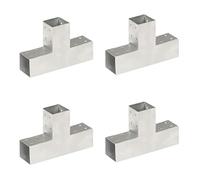 vidaXL Conectores de postes en T - Soporte valla jardín exterior, Metal galvanizado 71x71mm (4x)