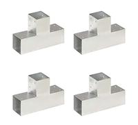 vidaXL 4x Conectores de Postes en T Soporte Jardín Patio al Aire Libre Estacas Exterior Valla Cerca Separador Metal Galvanizado 91x91mm