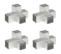 vidaXL 4x Conectores de Postes en X Soporte Jardín Patio al Aire Libre Estacas Exterior Valla Cerca Separador Metal Galvanizado 91x91mm