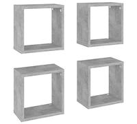 vidaXL 4X Estante Cubo Pared Estantería Colgante CD Libros Coleccionables Fotos Premios Adornos Decoración Librerías Hogar Gris Hormigón 26x15x26 cm