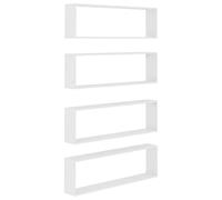 vidaXL Estantería cubo de pared 4 unidades Contrachapado blanco 100x15x30 cm