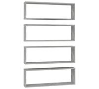 Estante De Pared 4 Uds Contrachapado Gris Hormigón 80x15x26,5cm Vidaxl