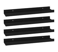 vidaXL 4X Estante de Pared Repisa Flotante Balda Estantería Salón Sala de Estar Estudio Exhibición Colgante Decoración Negro 40x9x3 cm