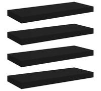 vidaXL 4X Estante Flotante de Pared Repisa Colgante Estantería Tablero CD Libros Decoración Coleccionables Fotos Premios Negro MDF 60x23,5x3,8 cm