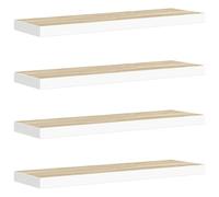 vidaXL 4X Estante Flotante Pared Repisa Balda Estantería Salón Sala de Estar Exhibición Colgante Decoración Blanco y Roble MDF 90x23,5x3,8 cm