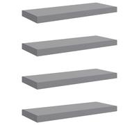vidaXL 4X Estante Flotante Pared Repisa Colgante Estantería Tablero CD Libros Decoración Coleccionables Fotos Premios Gris MDF 60x23,5x3,8 cm