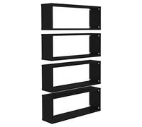 Estante Cubo De Pared 4 Uds Contrachapado Negro 60x15x23 Cm Vidaxl