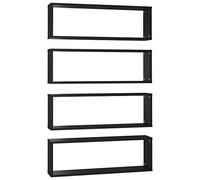 vidaXL 4X Estantes Cubos de Pared Estantería Colgante CD Libros Coleccionables Fotos Premios Decoración Librerías Contrachapada Negro 80x15x26,5 cm