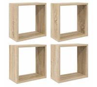vidaXL 4X Estantes de Cubo de Pared Estantería Colgante CD Libros Coleccionables Fotos Premios Adornos Decoración Librerías Hogar Roble 30x15x30 cm