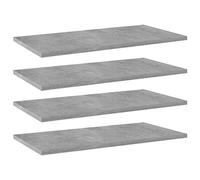vidaXL 4X Estantes Estantería Estudio Salón Decoración Libros Librería Librero Biblioteca Tablero Extra Contrachapada Gris Hormigón 60x30x1,5 cm