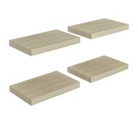vidaXL 4X Estantes Flotantes de Pared Repisa Colgante Estantería Tablero CD Libros Decoración Coleccionables Foto Premio Color Roble MDF 40x23x3,8 cm