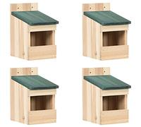 vidaXL 4X Madera de Abeto Casa para Pájaros Pajarera Caja de Anidación Jaula Aviario Pajarería Jardín Suministro Aves Balcón Patio Terraza 12x16x20 cm