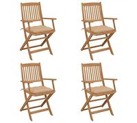 vidaXL 4X Madera Maciza Acacia Sillas de Jardín Plegables y Cojines Reclinables Exterior Balcón Terraza Sillón Patio Asiento Butaca Muebles Mobiliario