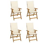 vidaXL 4X Madera Maciza Acacia Sillas de Jardín Reclinables Cojines Plegables Sillón Exterior Balcón Terraza Patio Asiento Butaca Muebles Mobiliario