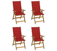 vidaXL 4X Madera Maciza Acacia Sillas de Jardín Reclinables Cojines Plegables Sillón Terraza Exterior Patio Balcón Asiento Butaca Muebles Mobiliario
