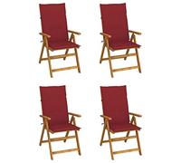 vidaXL 4X Madera Maciza Acacia Sillas de Jardín Reclinables Cojines Plegables Terraza Exterior Balcón Patio Sillón Asiento Butaca Muebles Mobiliario