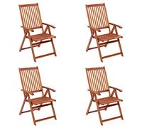 vidaXL 4X Madera Maciza de Acacia Sillas Plegables de Jardín Auxiliar Lateral Patio Balcón Terraza Asiento Camping Mueble Portátil Pesca Suave