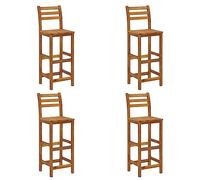 vidaXL 4X Madera Maciza de Acacia Taburetes de Cocina Bar Jardín Terraza Silla Pub Mostrador Comedor Simplista Reposapiés Asiento Estable Robusta