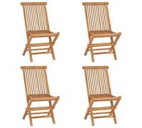vidaXL 4X Madera Maciza de Teca Sillas de Jardín Asiento Patio Terraza Balcón Comedor Muebles Mobiliario Exterior Duradero Práctico Plegables