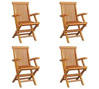 vidaXL 4X Madera Maciza de Teca Sillas de Jardín Plegables Asiento Patio Mobiliario Muebles Cocina Hogar Restaurante Comedor Exterior con Respaldo