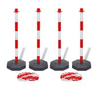 vidaXL 4x Postes de Barrera con Cadena de Plástico Tráfico Señal Seguridad Advertencia Portátil Aparcamientos Almacenes 20 m