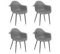 vidaXL 4X Sillas de Comedor Asiento Butaca Mobiliario Muebles Salón Sala de Estar Cocina Hogar Casa Escritorio Suave Cómodo Gris PP