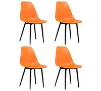 vidaXL 4X Sillas de Comedor Asiento Mobiliario Muebles Oficina Despacho Salón Sala de Estar Cocina Escritorio Relajación Relajación PP Naranja