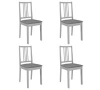 vidaXL Sillas de comedor con cojines, madera maciza de caucho, gris, 4 unidades