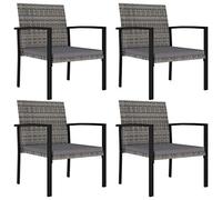 vidaXL 4X Sillas de Comedor de Jardín Asiento Mobiliario Muebles Salón Sala de Estar Patio Terraza Balcón Hogar Cómodo Respaldo Ratán Sintético Gris