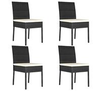 vidaXL 4X Sillas de Comedor de Jardín Asiento Mobiliario Muebles Salón Sala de Estar Patio Terraza Balcón Hogar Cómodo Respaldo Ratán Sintético Negro
