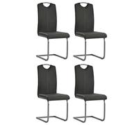 Sillas Voladizas De Comedor 4 Unidades Cuero Sintético Gris Vidaxl