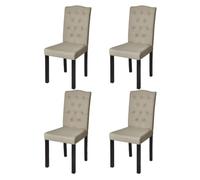 vidaXL 4X Sillas de Comedor Estilo Clásico de Tapizado de Tela Camel y Madera
