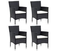 vidaXL 4X Sillas de Comedor para Jardín Terraza Exterior Balcón Patio Sillón Asiento Butaca Muebles Mobiliario Ratán Sintético Negro