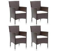 vidaXL 4X Sillas de Comedor para Jardín Terraza Exterior Balcón Patio Sillón Asiento Butaca Muebles Mobiliario Ratán Sintético Marrón