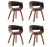 vidaXL 4X Sillas de Comedor Reposabrazos Madera Curvada Tela Gris Mobiliario