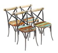 vidaXL 4X Sillas de Comedor Vintage Madera Reciclada y Acero Asiento de Cocina